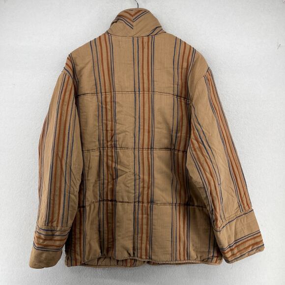 FREE PEOPLE Jacket M Astrid Quilted Insulated Oversized Striped Cotton Brown - Picture 2 of 16